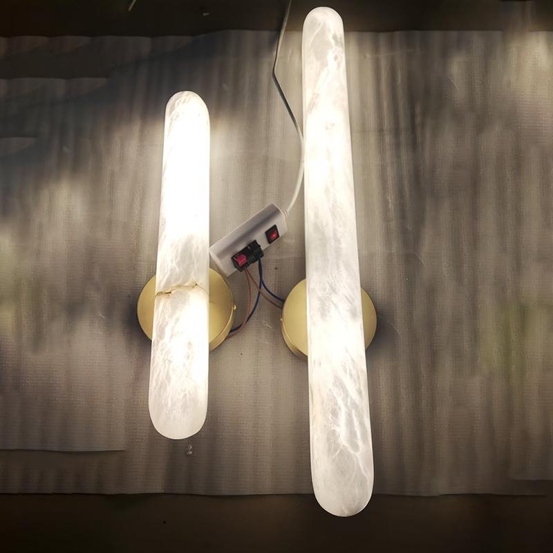 Natural marble wall lamp Nordic luxury copper decorative LED wall lamp suitable bedroom living room bathroom lighting fixtures