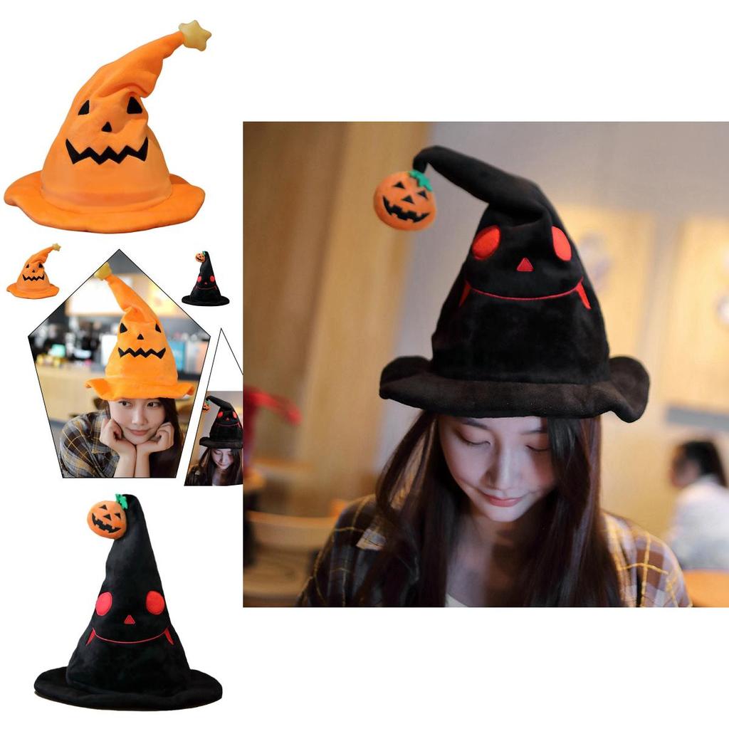 Halloween Electric Pumpkin Elf Hat Ghost Festival Party Costume Plush Toy Yellow 30*30*40cm Black 30*30*40cm