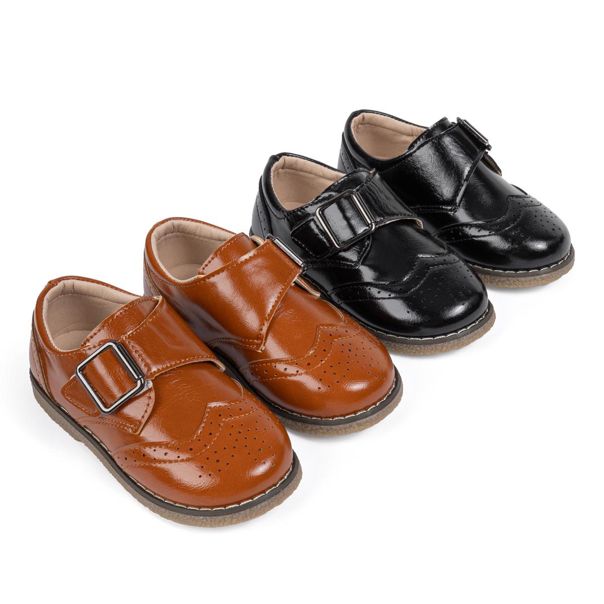 Children Clothing Yulin-001 Boys Children Retro Leather Shoes Rubber Soft Anti-Slip Flat Sole Fashion Casual Comfortable Lightweight Walking Shoes Cm