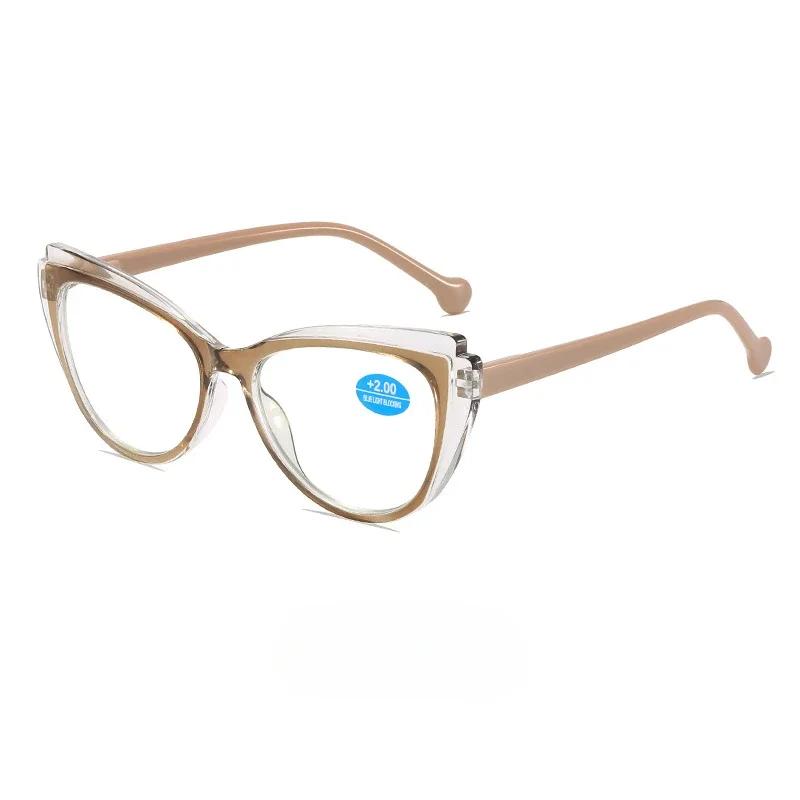 New Fashionable Cat Eye Women'S Reading Glasses High Quality Light Luxury Style Neutral Anti Blue Light Presbyopia Glasses