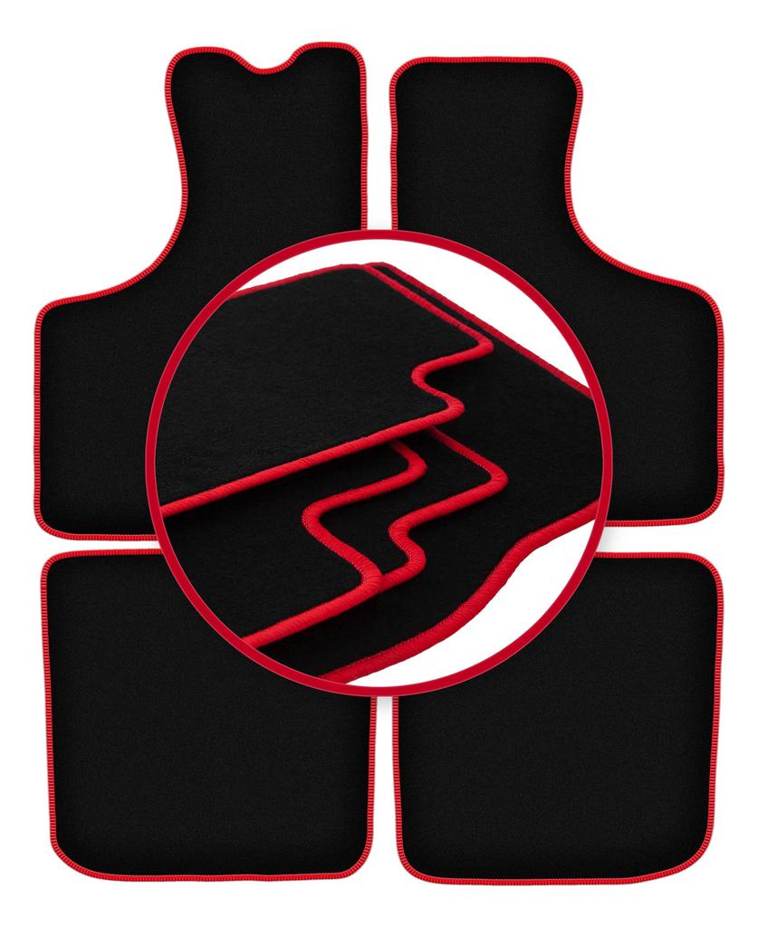 Velour floor mats with red edge for: Skoda 105 / 120 / 130 sedan (1976-1990)