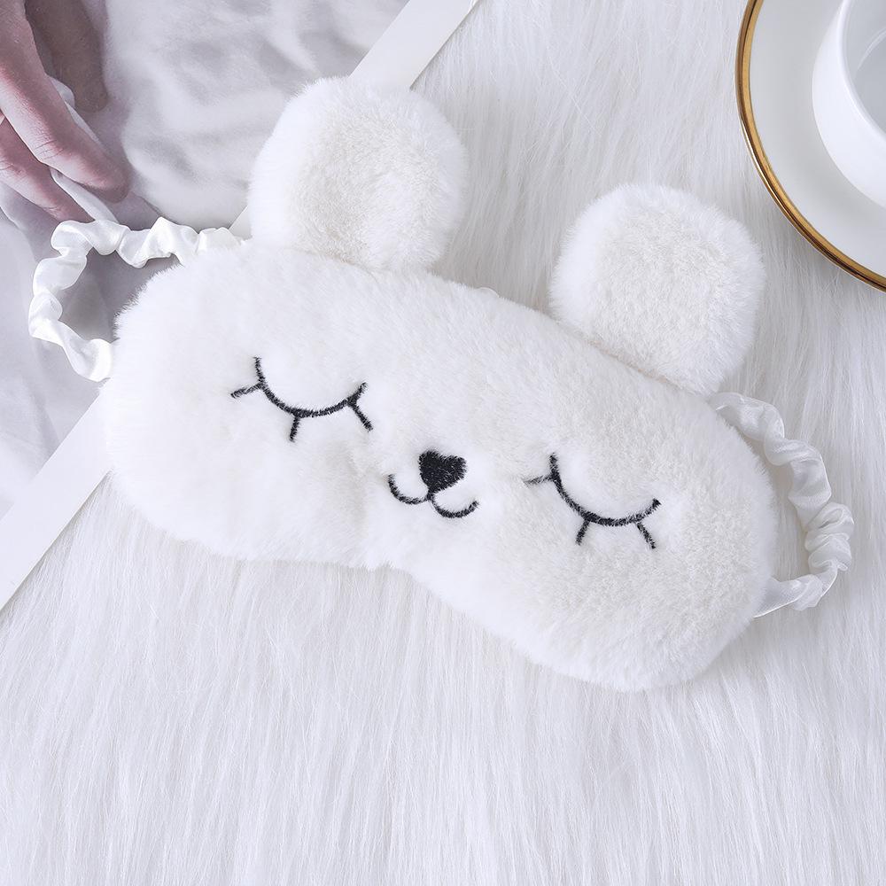 Unicorn Ears Plush Eye Mask with Embroidered Rabbit Design for Sleep Shading