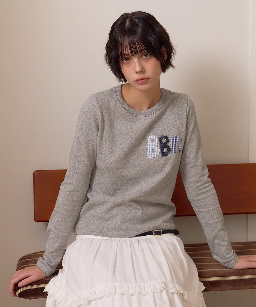 Beibibeullunideuljeu Bbn Applique T-Shirt Melange Gray