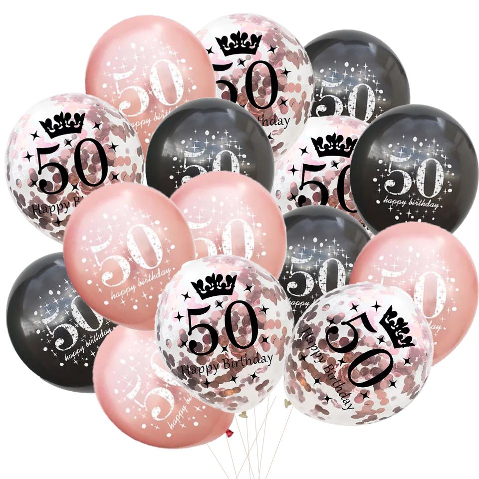 15pcs Birthday Inflatable Confetti Number Balloons 18 21 30 40 50 60 70 Year Party Decoration Adult Digit Helium Birthday Balons