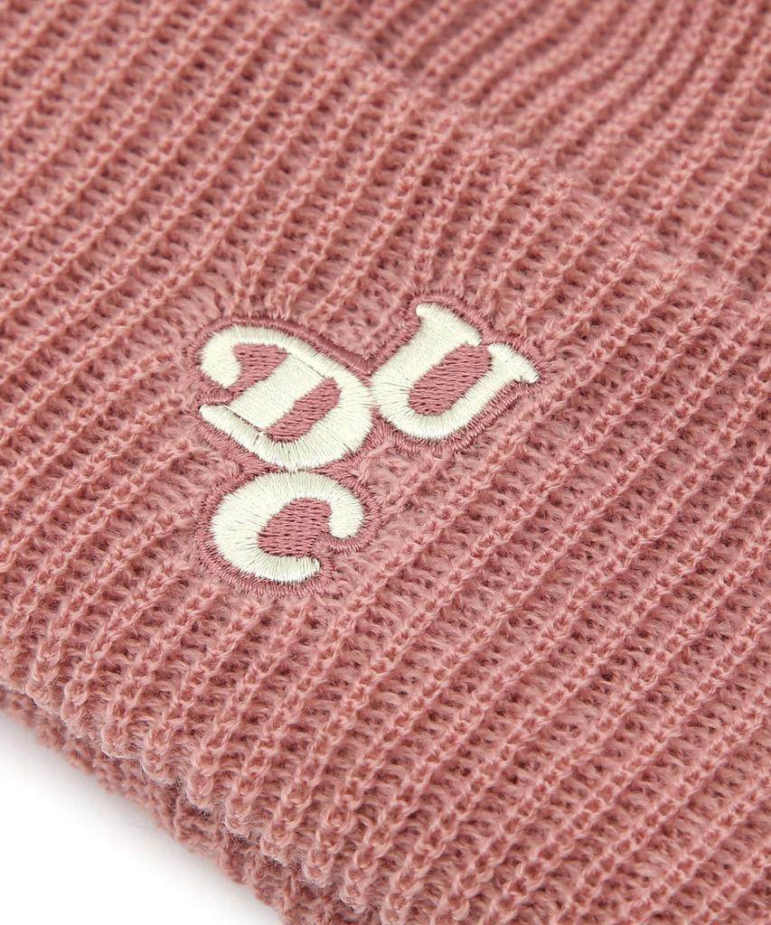 Eondeokeonteulol Winter Short Beanie Ribbed Knit Logo Embroidery Unisex Beanie Hat Beanie / Original Script / Pink