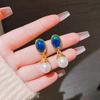 Baroque Imitation Pearl Oval Waterdrop Dangle Earrings for Women Middle-aged Style Punk Simple Jewelry Trend Accessories