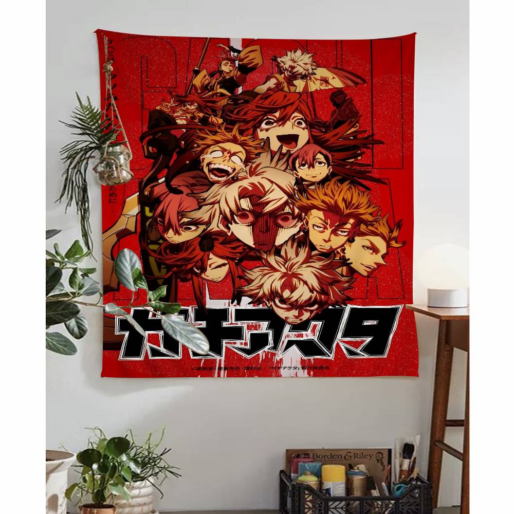 Gachiakuta Anime Character Tapestry Red Japanese Manga Wall Hanging with Action Art Ideal for Otaku Bedroom Edgy Room Decor