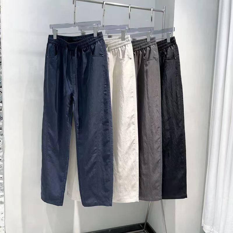 Solid color casual pants men's autumn new trendy brand light and thin straight sweatpants fashion elastic versatile wide-leg pants
