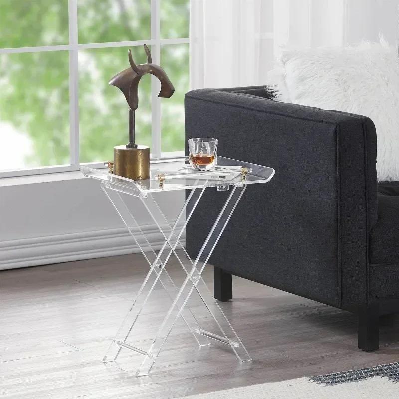 Acrylic folding table Portable folding coffee table Internet celebrity transparent coffee table Simple bedside storage tray