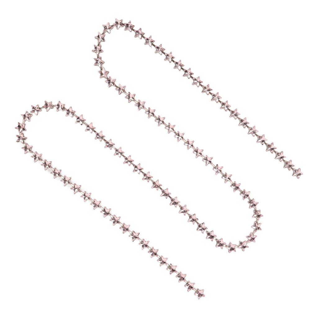 3.28ft Star Rhinestone Trim Chain 0.4in Width DIY Cuttable Colorfast Sew On Iron Rhinestone Claw Chain for Decoration Sewing Pink