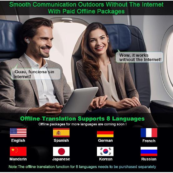 AI Translation Earbuds Real Time 144 Languages Translator Devices 99% Accuracy 4-Microphone Translator Headphones Bussiness Travel Study iOS Android