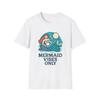 Unisex Softstyle T-Shirt Mermaid Moonlit Sea Rock Bubbles Whimsical Ocean Art