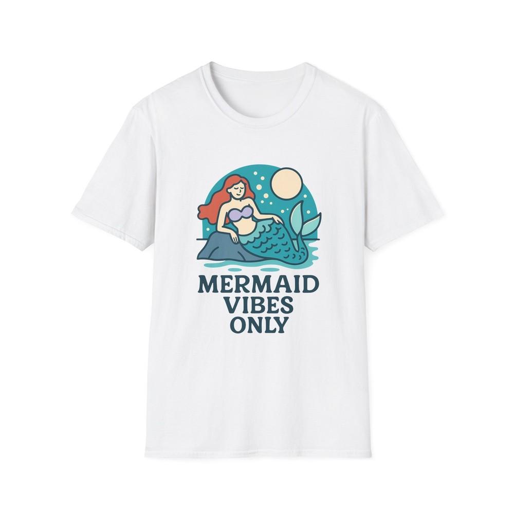 

Unisex Softstyle T-Shirt Mermaid Moonlit Sea Rock Bubbles Whimsical Ocean Art 3XL