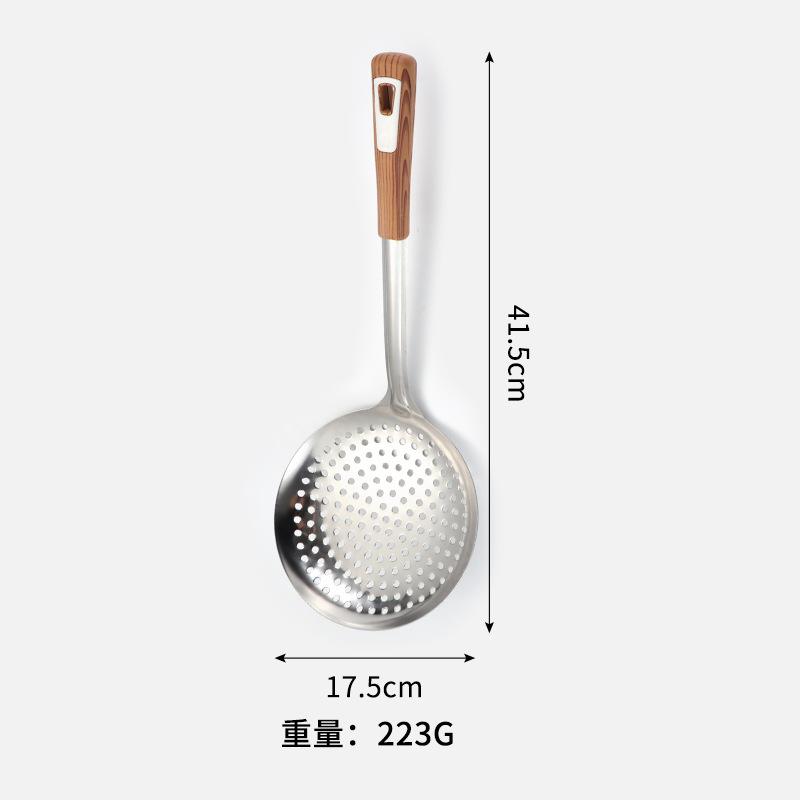 4size Thickened Stainless Steel Long Handle Ladle Strainer Oil Skimmer Food Strainer Sieve with Hanging Hole Design Cooking Tool