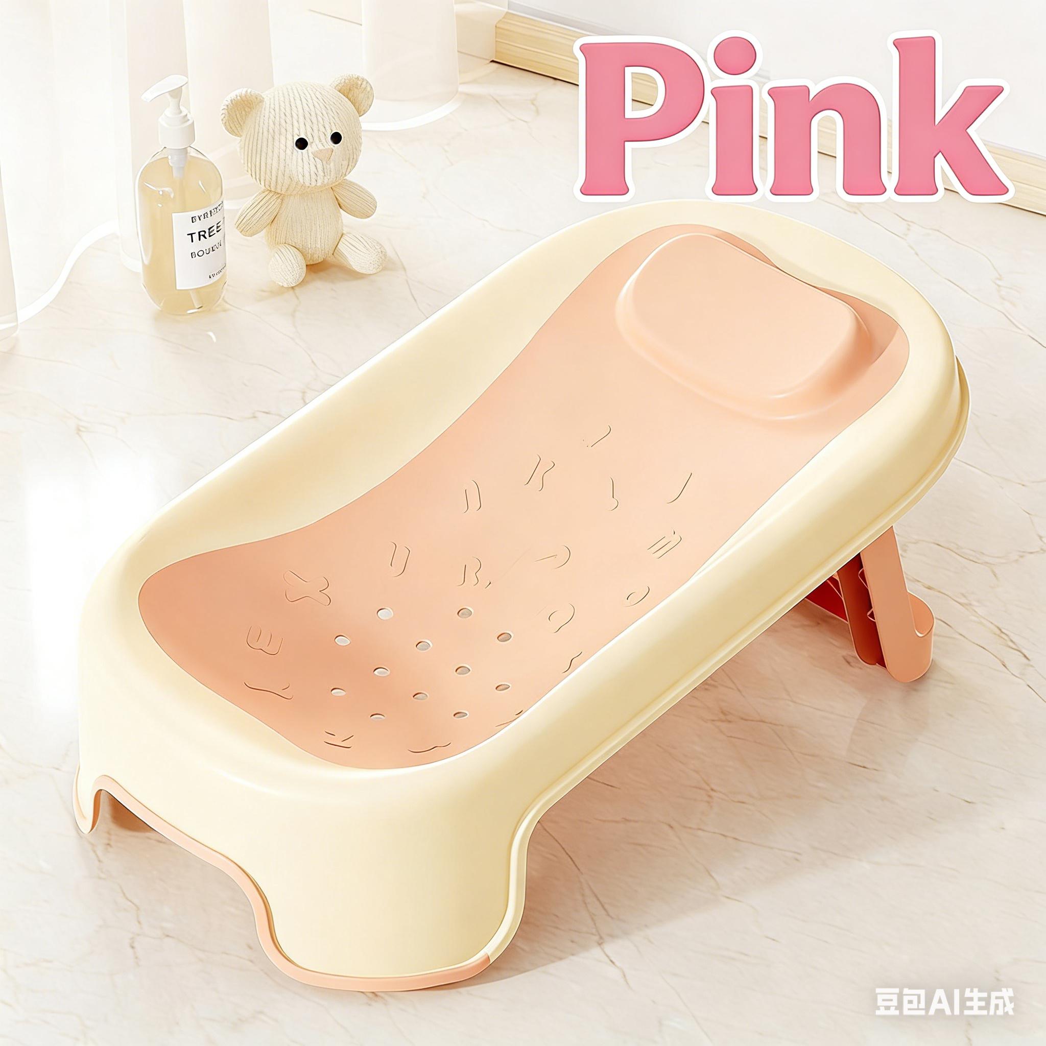 

One Piece of a Collapsible Bathtub for Kids Featuring a Non-Slip Base - Sturdy, Easy to Store, And Odorless - Essential for The Bathroom рожевий