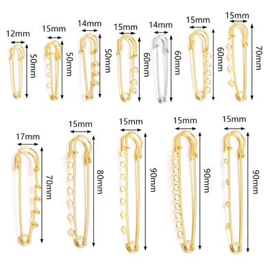 5-10pcs/lot Gold Safety Pins Brooches Blank Base Brooch Pin with Holes Fasteners Pin For DIY Jewelry Making Supplies Accessories