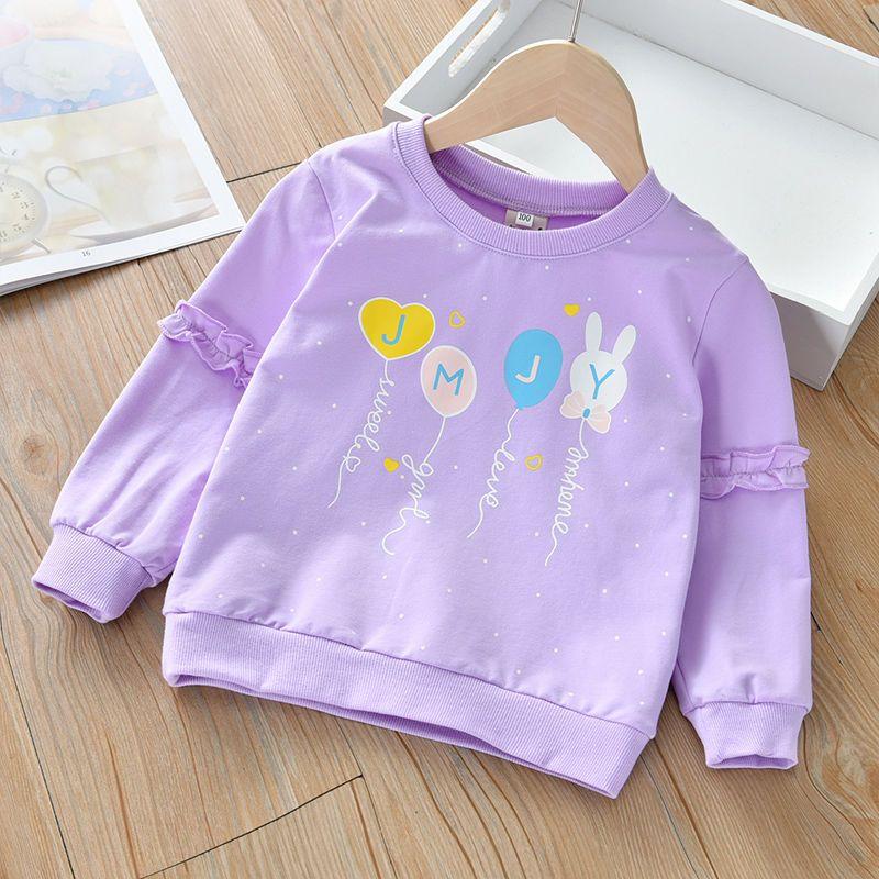 

Хлопковый свитер для девочек на весну и осень, новинка 2022 года, корейская рубашка с длинными рукавами и верхом для маленьких девочек 130