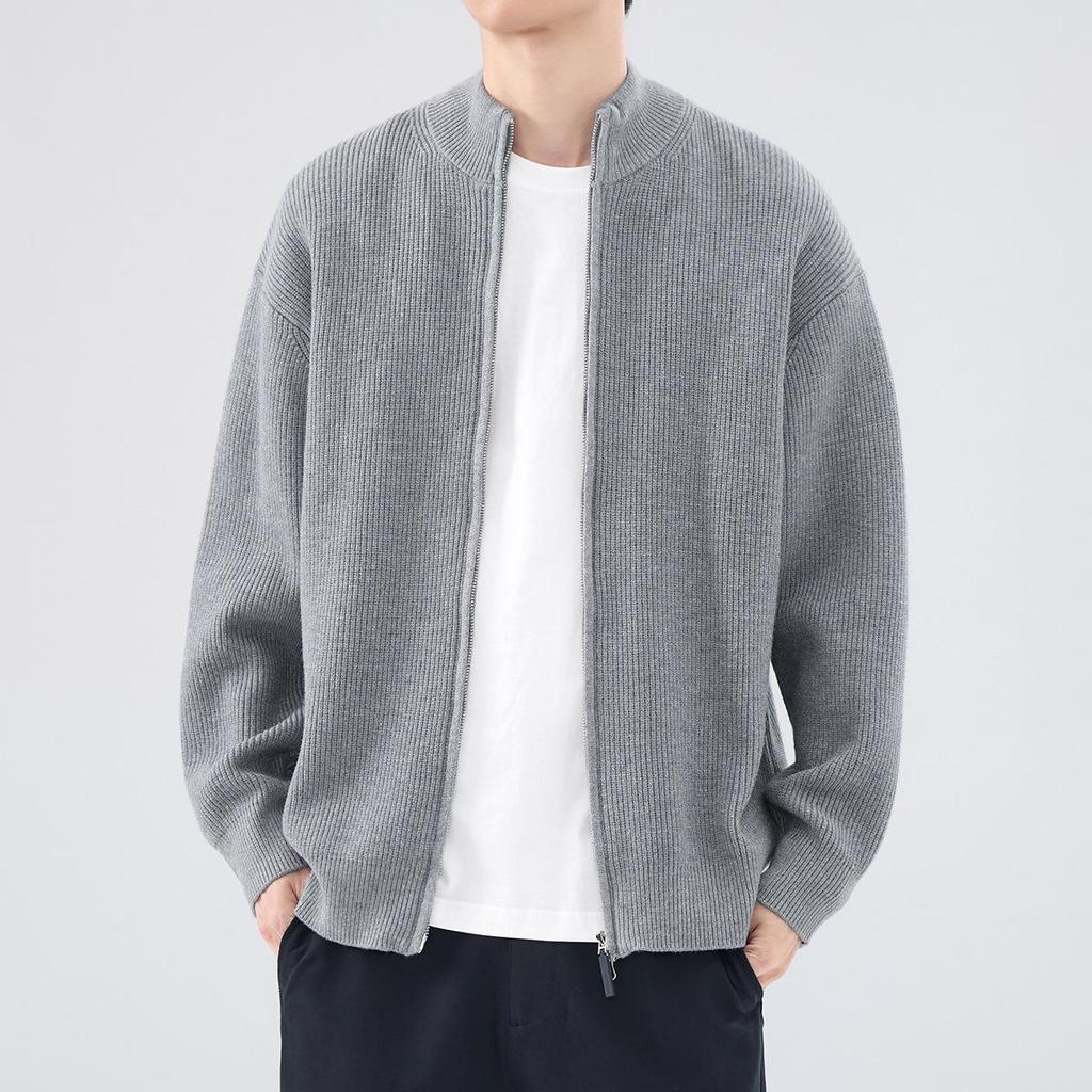 Men's Trendy Loose Knit Stand-Up Collar Zipper Cardigan - Autumn/Winter Versatile Outerwear.