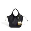Bolso de mujer de piel de vaca de primera capa, bolso de hombro casual y simple, bolso cruzado de cuero con sensación de nicho, bolsa tipo cesta de verduras de cuero