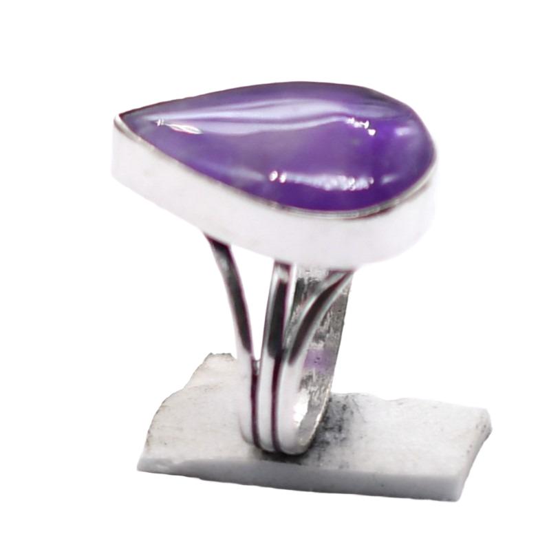 Amethyst Natural Gemstone Antique Silver Plated Ring US Size-6.5 R 5359