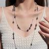Damen Graue Schleierkraut Perlenkette - Luxuriöses Mehrlagiges Pulloverketten-Accessoire