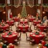 Red Christmas Round Tablecloth Wedding Banquet Birthday Party Tablecloth Holiday Atmosphere Decoration Desktop Props Table Set