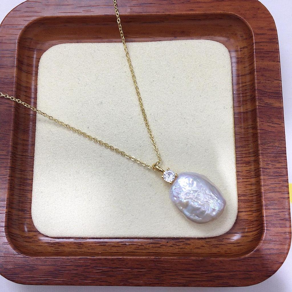 Diana Style Natural Freshwater Baroque Pearl Pendant Classic Princess Necklace