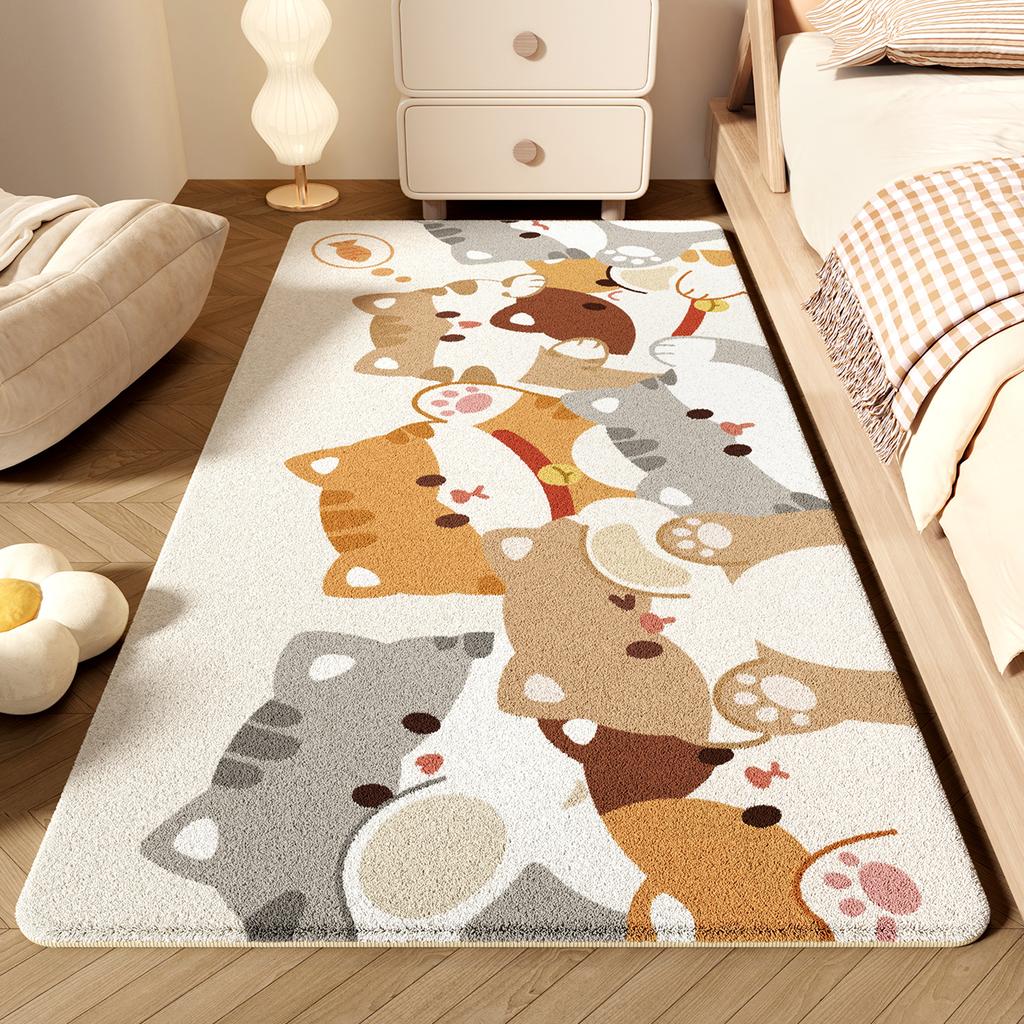 Cartoon-Stil Teppiche für Schlafzimmer Zuhause Flauschig Weicher Teppich Waschbar Wohnzimmer Dekoration Niedlicher Teppich Verdickt Plüsch Nachttisch Bodenmatte
