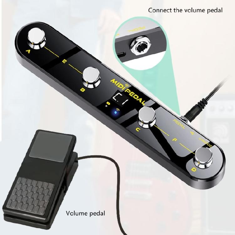 Controller MIDI a Pedale Wireless Preimpostazioni Compatibilità Software Trasmissione Stabile Ricevitore a Pedale Texture Plastica