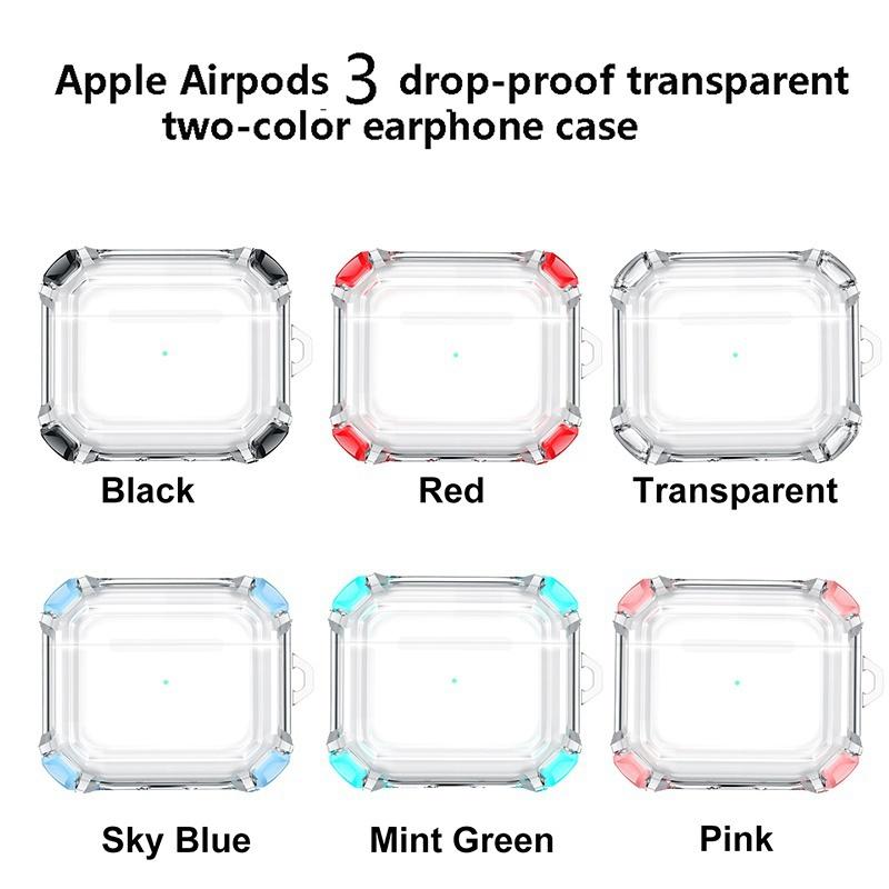 Nuova alta qualità anti-caduta per Airpods 3 Case Cover protettiva  trasparente per auricolari TPU bicolore per Airpods Pro 3 2 1 Soft Shell  Wtih Portachiavi acquista in modo economico — spedizione gratuita,