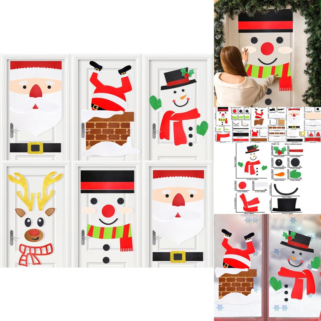 Delightful Christmas Nonwoven Fabric Door Decorations Featuring Cute Santa And Snowman