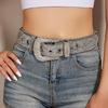 Shinning Rhinestone Belt Woman Faux-leather Y2K Style Girls Belt for Jeans Men