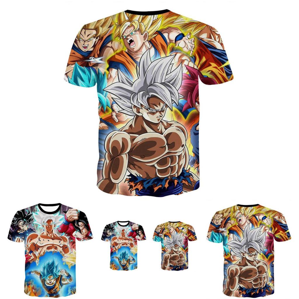 Summer Tee Dragon Ball Z Goku Super Saiyan 3d Print Casual Tshirt Men Top Women