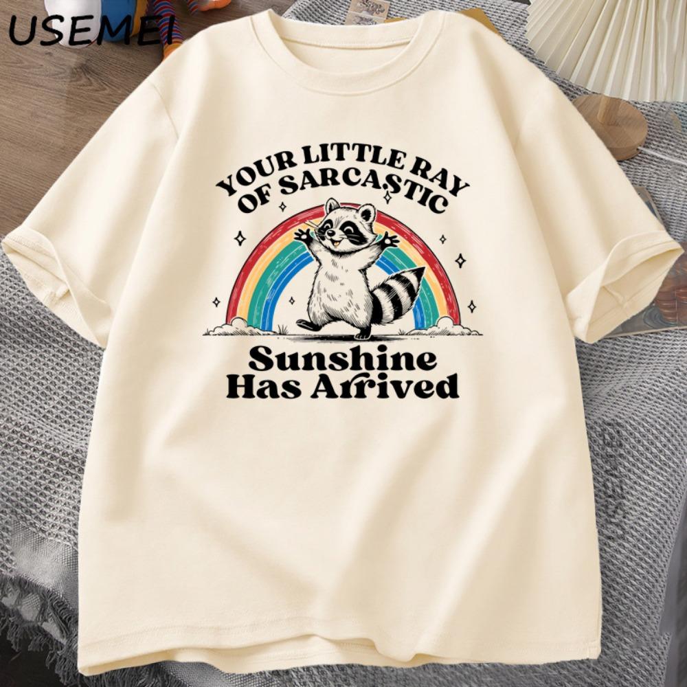 Funny Sassy Sarcastic Raccoon Printed Tshirt Your Little Ray T-shirt Casual Summer Loose T Shirts Couple Cloyhing M