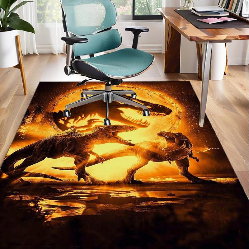 Dinosaur Moonlit Adventure Office Rug Chair Mat, Game Carpet, Suitable for Front Door, Bedroom, Living Room, Desk, Holiday Gift