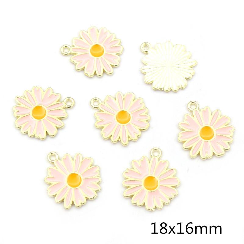 20pcs Enamel Flower Charms Pendant Alloy Metal DIY Jewelry Making Accessories Findings for Earrings Necklace Bracelet