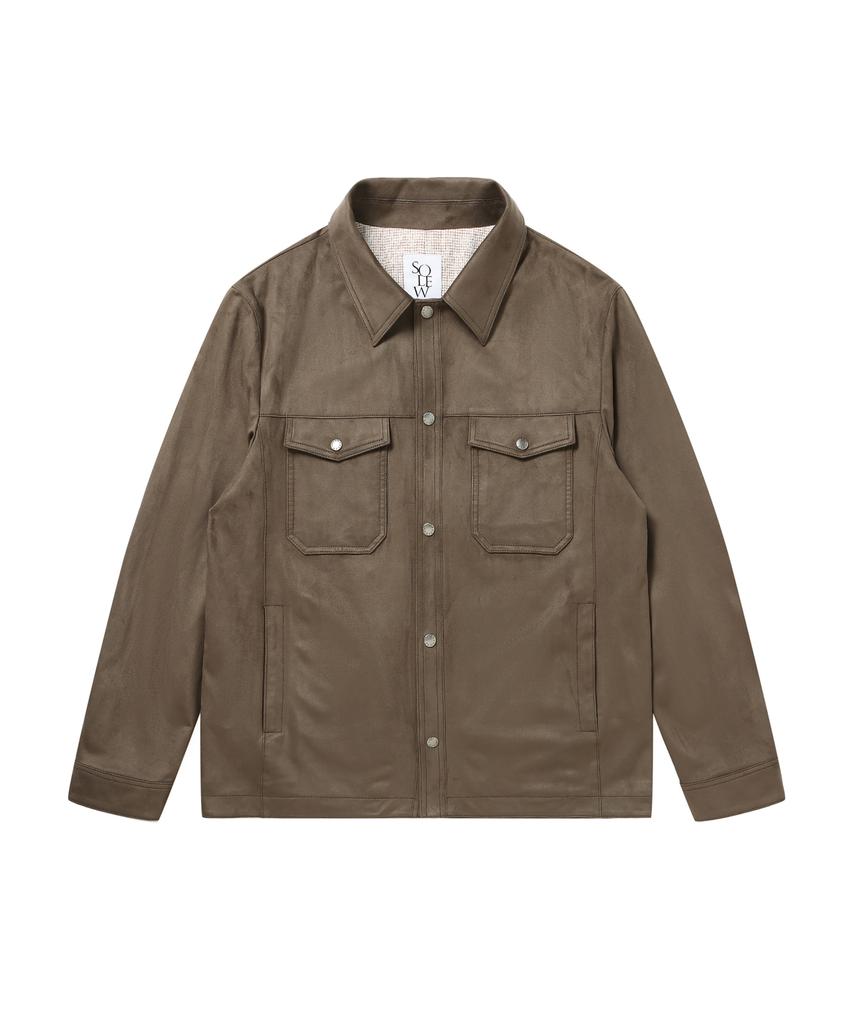 Solew Suede Outer Shirt_Brown