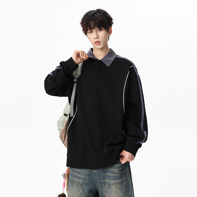 

TOM ADAM Men s Color Block Polo Collar Sweatshirt 2XL