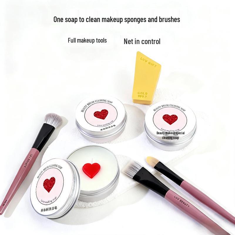 Compact 50g Makeup Brush & Beauty Blender Cleaning Soap with Essential Oils - Mini Portable Washing Tool