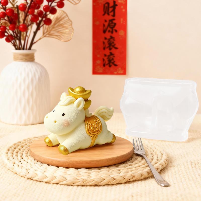 Silicone Horse Mousse Mold Horse Year Chinese Zodiac Ice Cube Milk Jelly Cake Dessert Baking Mold Food-Grade Heat-Resistant