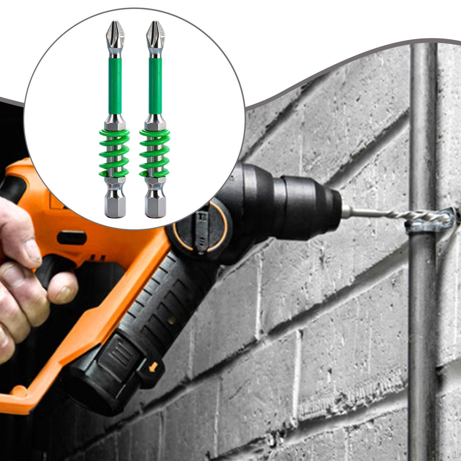 

2 High-hardness, Screwdriver Bits for Home And DIY Use, Impact-resistant, Made of Alloy Steel 65mm зелений