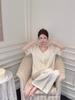 New French Ice Silk Pajamas for Women, Summer Short-Sleeve Lace Lace Fresh Girlish Solid Color Homewear Set
