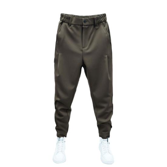 Pantalones informales para hombre, cintura elástica, botones, bragueta, pantalones largos, bolsillos, cierre de Color sólido, puños de cinta, pantalones de estilo deportivo de tenis