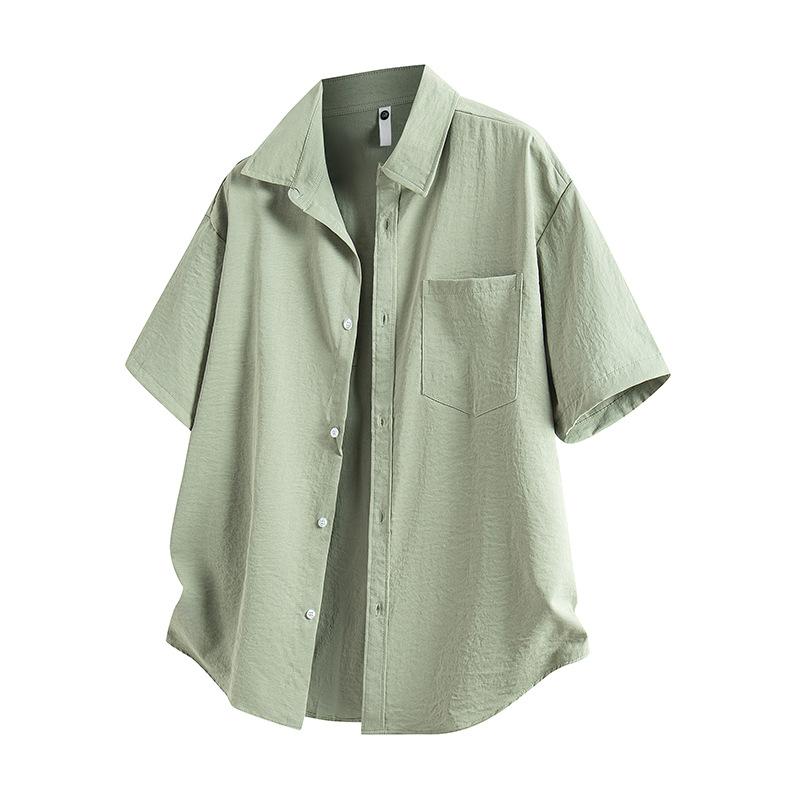 Short Sleeved Shirt Men's Summer Ice Silk Shirt Jacket Men's Summer Casual Workwear Short Sleeved Shirt