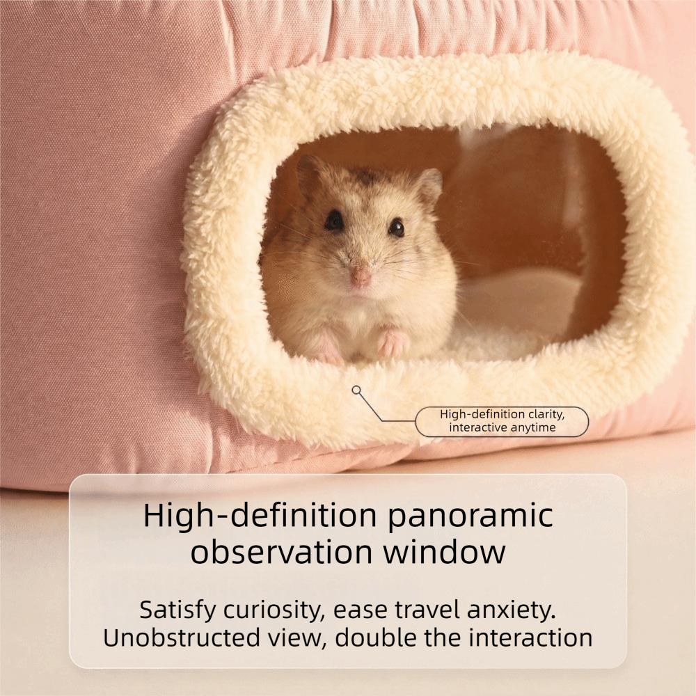 Soft Warm Hamster Carrier Bag Breathable Visible Window Rabbit Outing Bag Adjustable Strap Cylinder Small Pet Carrier Hedgehogs