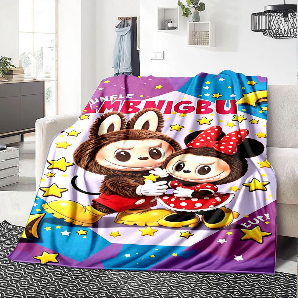 Labubu Blanket Comfortable Suitable for Seaside Couch Bedding for All Seasons Playful Design Unique Gift for Family and Friends Camping