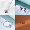 AOBOCO Sterling Silver Chase Butterfly Pendant Necklace with Austrian Crystal Decoration - A Wonderful Anniversary or Birthday Butterfly Jewelry Gift