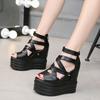 Fashion Spring and Summer New Platform Platform Fashion Increase Women's Sandals Cross Strap Platform Shoes 13cm Sky High Roman Sandals
