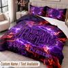 Tief Lila Bedrucktes Bettwäsche-Set Benutzerdefinierter Name Text 1 Bettbezug 2 Kissenbezüge Für Schlafzimmer