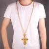 Men's Necklace Christian Orthodox Crucifix Jesus Russian Cross Prayer Big Pendant Necklace Russia Jewelry Pastor Collar